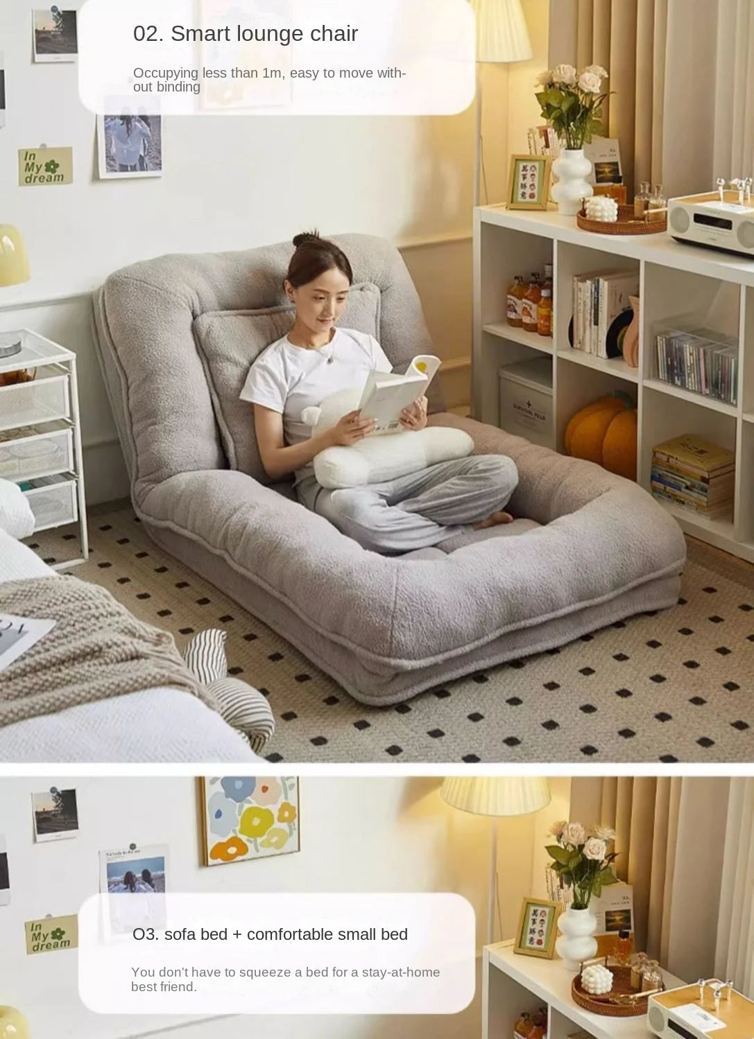 X&D Lazy New Xinjiang Cotton Comfortable Leisure Sofa Bed Sofa Bed Foldable Single Double Bedroom Dual Purpose Lazy Sofa Lying