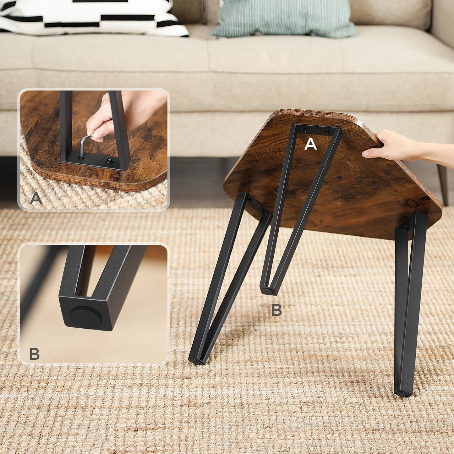 VASAGLE Nesting Coffee Table, Set of 3 End Tables for Living Room, Stacking Side Tables, Sturdy and Easy Assembly