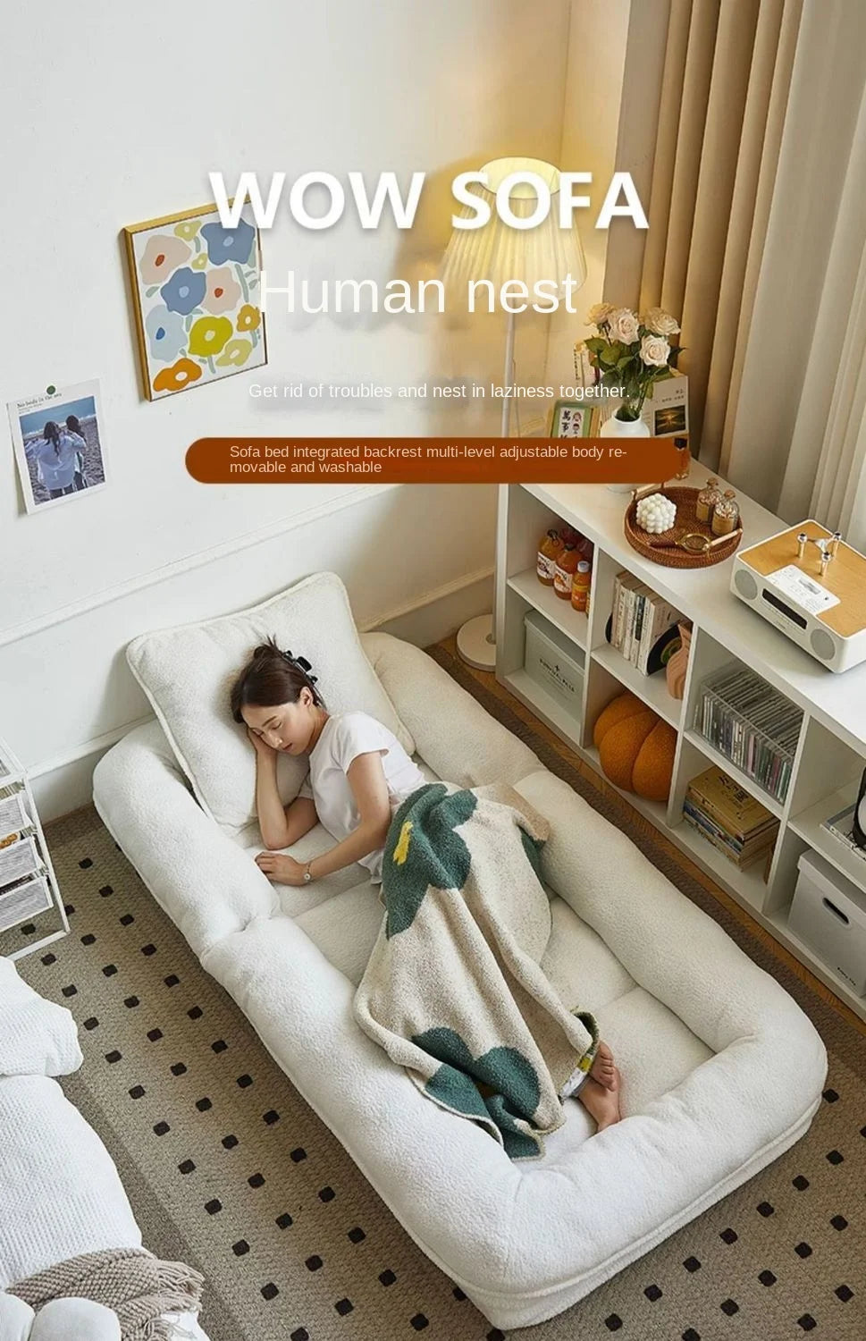 X&D Lazy New Xinjiang Cotton Comfortable Leisure Sofa Bed Sofa Bed Foldable Single Double Bedroom Dual Purpose Lazy Sofa Lying