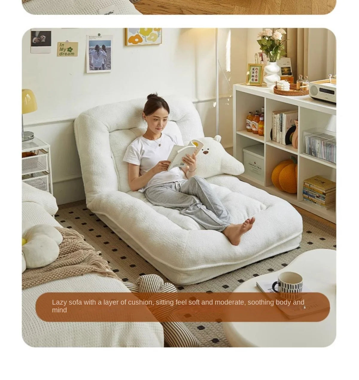 X&D Lazy New Xinjiang Cotton Comfortable Leisure Sofa Bed Sofa Bed Foldable Single Double Bedroom Dual Purpose Lazy Sofa Lying