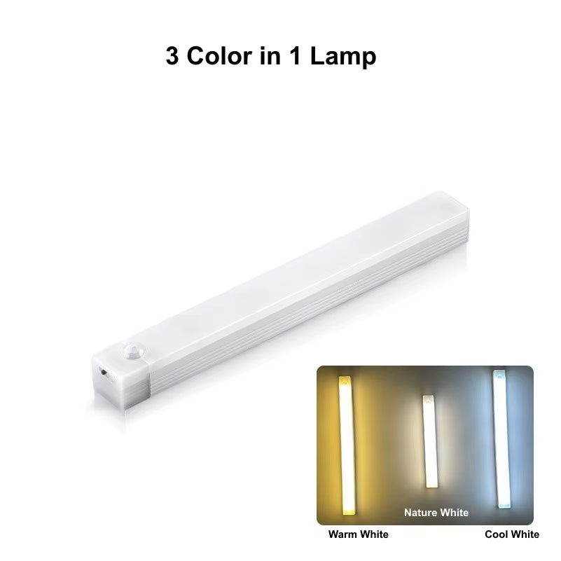 USB Rechargeable Motion Sensor Wireless LED Night Light Long Strip Bar Lamp for Kitchen Cabinet Wardrobe Bedside Staircase Tube