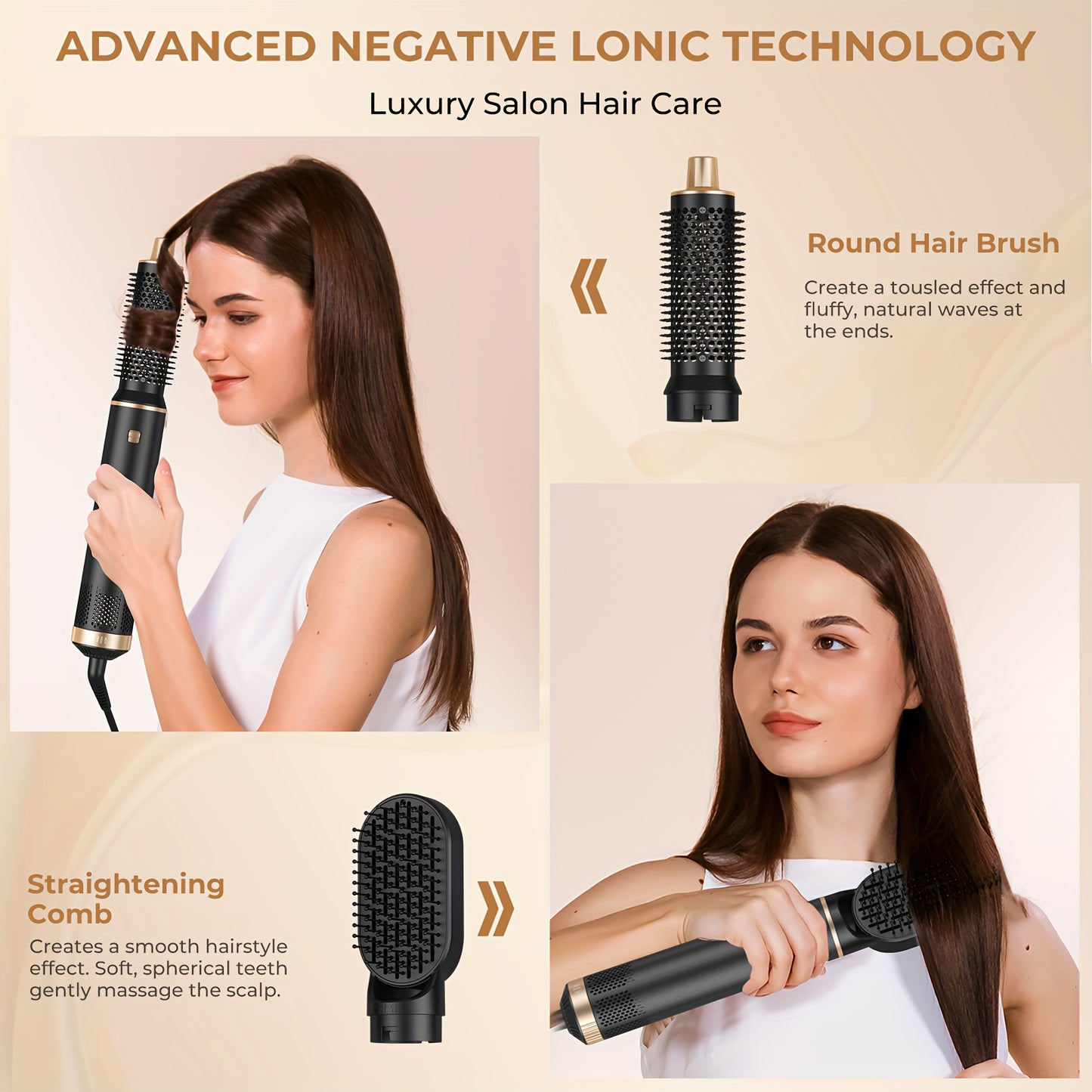 5-in-1 Hair Styling Tool Set, 800W Hot Air Brush, with 110000 RPM, Includes Styling Attachments, 220V with British Plug, for Drying, Curling, Straightening, No Battery Required