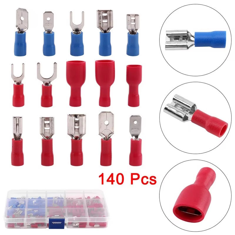 480/300/280PCS Insulated Cable Connector Electrical Wire Crimp Spade Butt Ring Fork Set Ring Lugs Rolled Terminals Assorted Kit