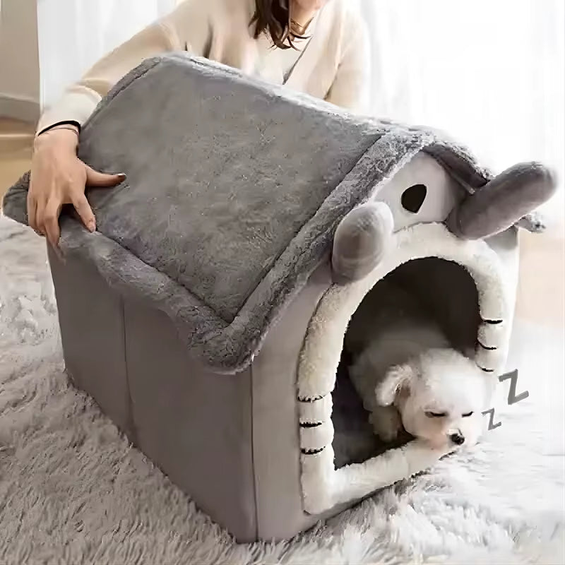 Soft Pet Bed Tent House Dog Kennel Cat Bed Indoor Warm Dog House with Removable Cushion Suitable for Small Medium Large Pets