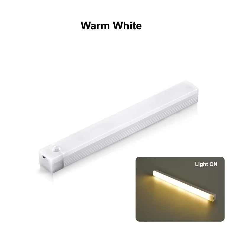 USB Rechargeable Motion Sensor Wireless LED Night Light Long Strip Bar Lamp for Kitchen Cabinet Wardrobe Bedside Staircase Tube