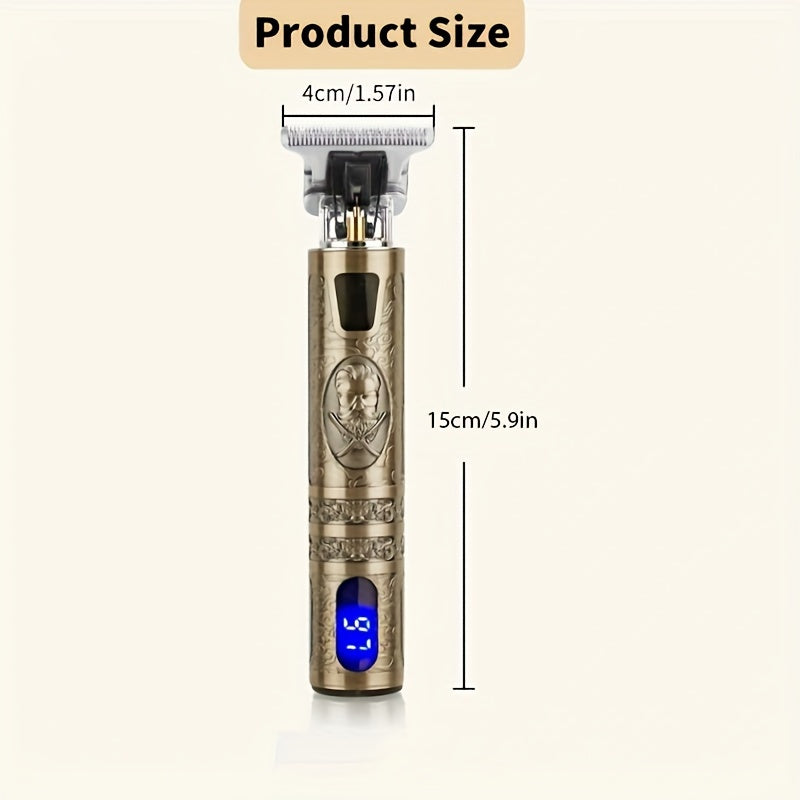 YAIAWISU Men's Cordless Hair Clippers & Beard Trimmer Kit - Golden, USB Rechargeable with LCD Display, Precise T-Blade, Includes Guide Combs & Accessories, 600mAh Battery, Rechargeable Hair Trimmer