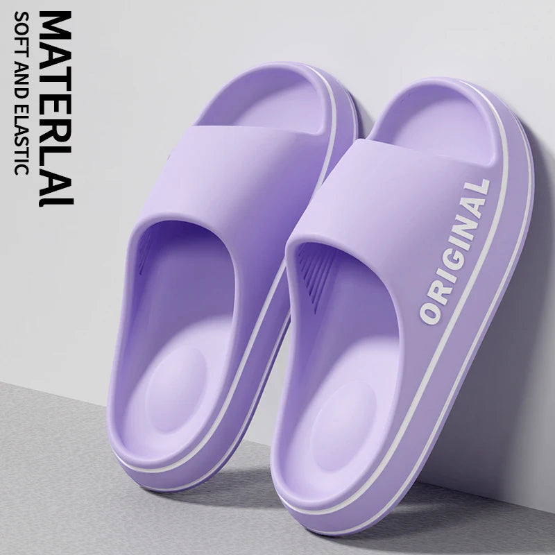 Feslishoet Women Letter Slippers Beach Slides Solid Color Mens Thick Sole Indoor Bathroom Anti Slip Shoes Summer Couple Sandals