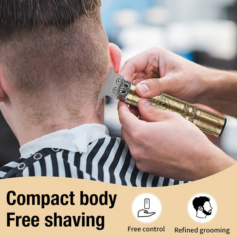 YAIAWISU Men's Cordless Hair Clippers & Beard Trimmer Kit - Golden, USB Rechargeable with LCD Display, Precise T-Blade, Includes Guide Combs & Accessories, 600mAh Battery, Rechargeable Hair Trimmer