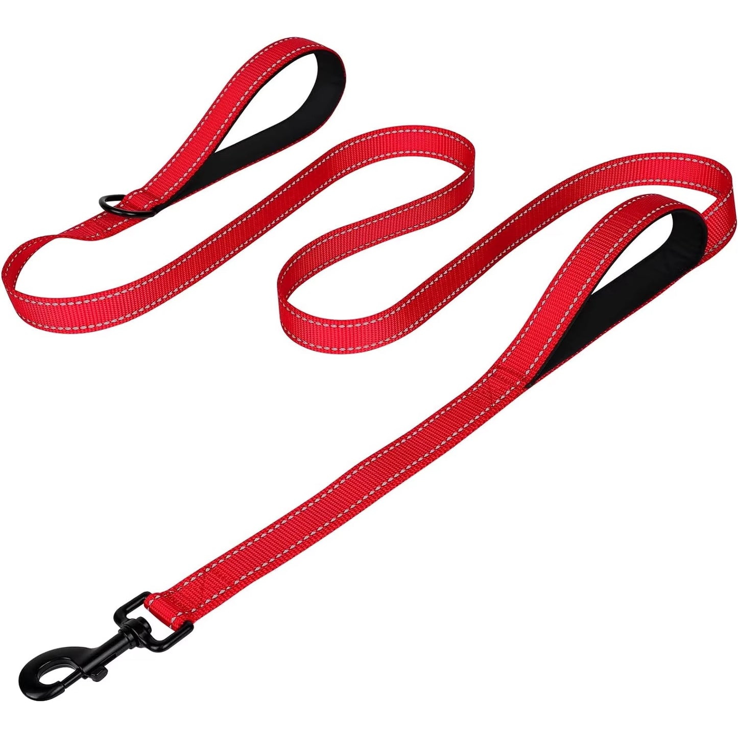 Heavy Duty Double Handle Dog Leash with Reflective Strips for Night Safety - Ideal for Large and Extra Large Breeds - Perfect Fo