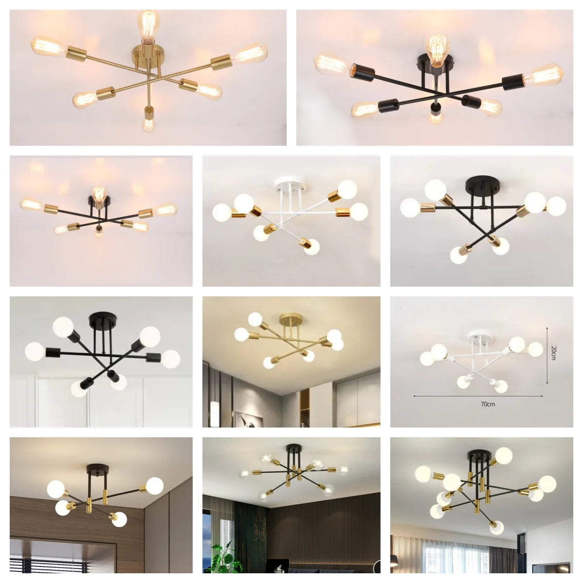Nordic Minimalist Pendant Light Ceiling Lamp LED Chandelier Suitable for Bedrooms Living Rooms Black Gold Lighting Decoration
