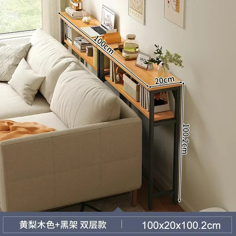 Modern Sofa Gap Table Narrow Side Table Multi-functional Living Room Tea Table Bedside Storage System Space-Saving Coffee Table