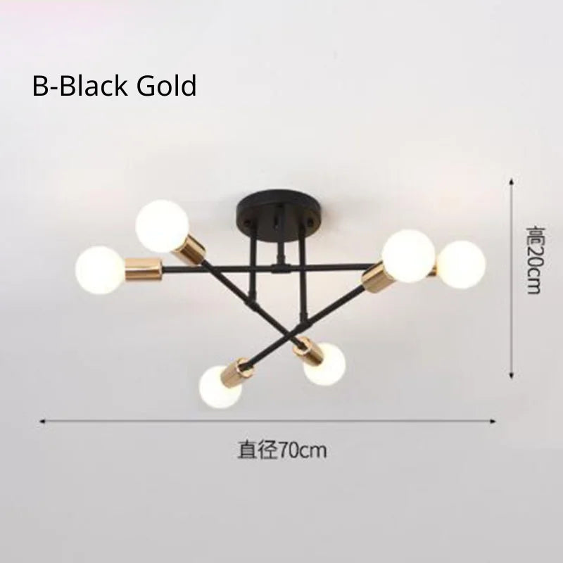 Nordic Minimalist Pendant Light Ceiling Lamp LED Chandelier Suitable for Bedrooms Living Rooms Black Gold Lighting Decoration
