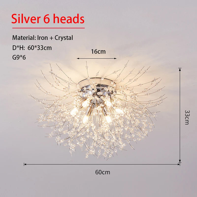 Dandelion Crystal Chandelier Nordic Modern Living room Dining Room Bedroom Ceiling Light Room Light Fireball Decorative Light