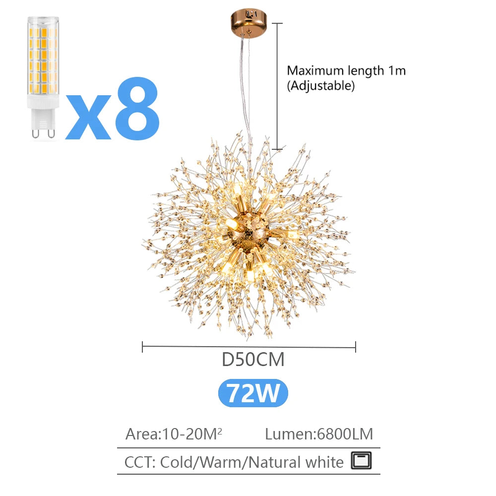 IRALAN Modern Dandelion LED Chandelier Lighting Pendant Lamp For Living Room Dining Room Home Decoration Art Crystal Lamps