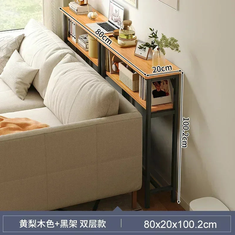 Modern Sofa Gap Table Narrow Side Table Multi-functional Living Room Tea Table Bedside Storage System Space-Saving Coffee Table