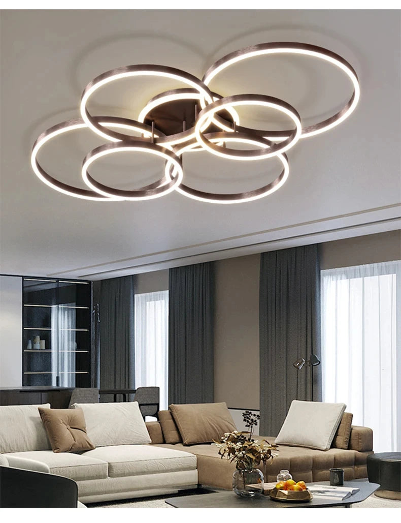 Modern LED Chandelier Lighting Indoor Lighting For Living Study Bedroom Lamps Round Rings Foyer Lustre Chandeliers Luminaire