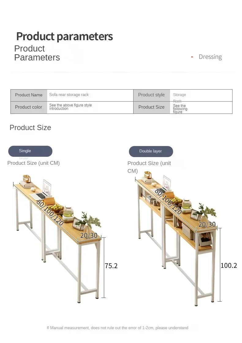 Modern Sofa Gap Table Narrow Side Table Multi-functional Living Room Tea Table Bedside Storage System Space-Saving Coffee Table