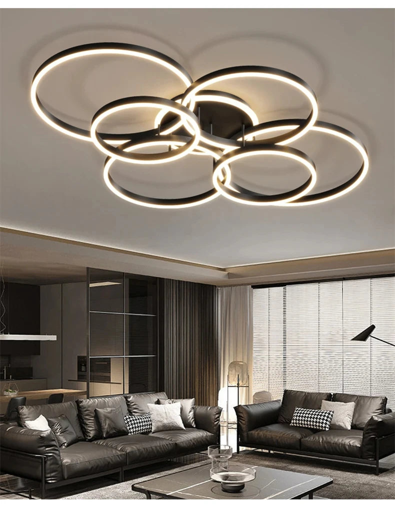 Modern LED Chandelier Lighting Indoor Lighting For Living Study Bedroom Lamps Round Rings Foyer Lustre Chandeliers Luminaire