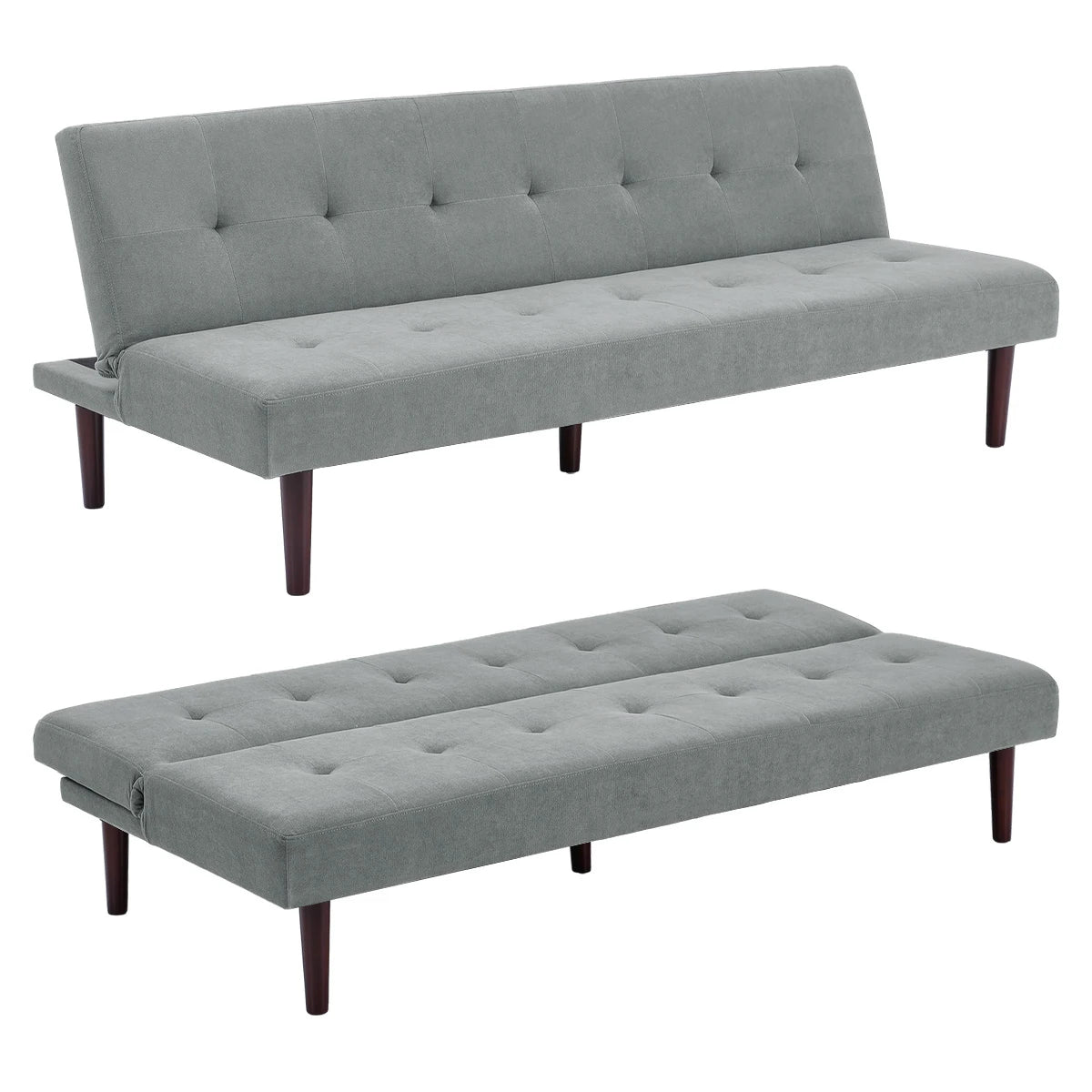 Livingandhome Contemporary Convertible Sofa Bed Grey, 172cm W x 81cm D x 67.5cm H