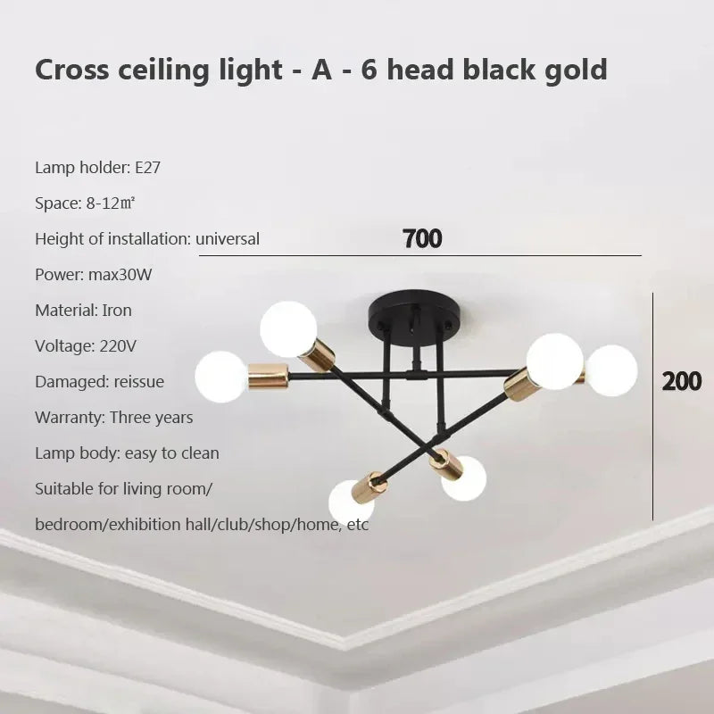 Modern LED Ceiling Light Chandelier for Bedroom Living Dining Room Minimalist Black White Golden Home Decor Lighting Fixture