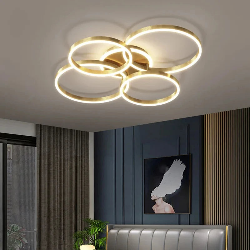 Modern LED Chandelier Lighting Indoor Lighting For Living Study Bedroom Lamps Round Rings Foyer Lustre Chandeliers Luminaire