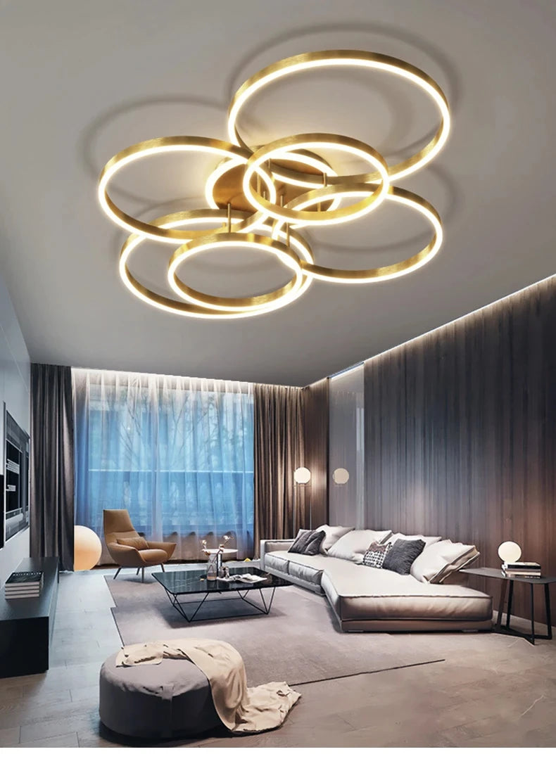 Modern LED Chandelier Lighting Indoor Lighting For Living Study Bedroom Lamps Round Rings Foyer Lustre Chandeliers Luminaire