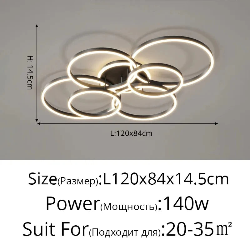 Modern LED Chandelier Lighting Indoor Lighting For Living Study Bedroom Lamps Round Rings Foyer Lustre Chandeliers Luminaire