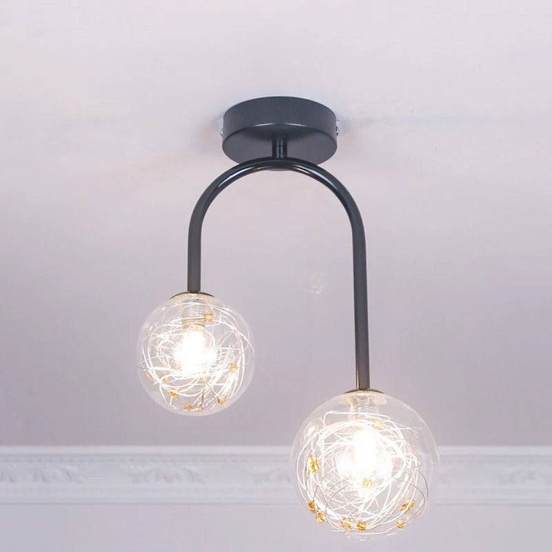 Nordic Glass Ball Ceiling Lights Restaurant Bar Home Decor Hanging Lamp Modern LED Living Room Bedroom Fixtures Indoor Lighting