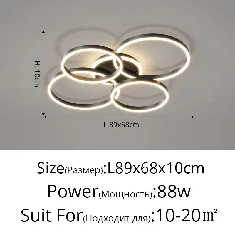 Modern LED Chandelier Lighting Indoor Lighting For Living Study Bedroom Lamps Round Rings Foyer Lustre Chandeliers Luminaire