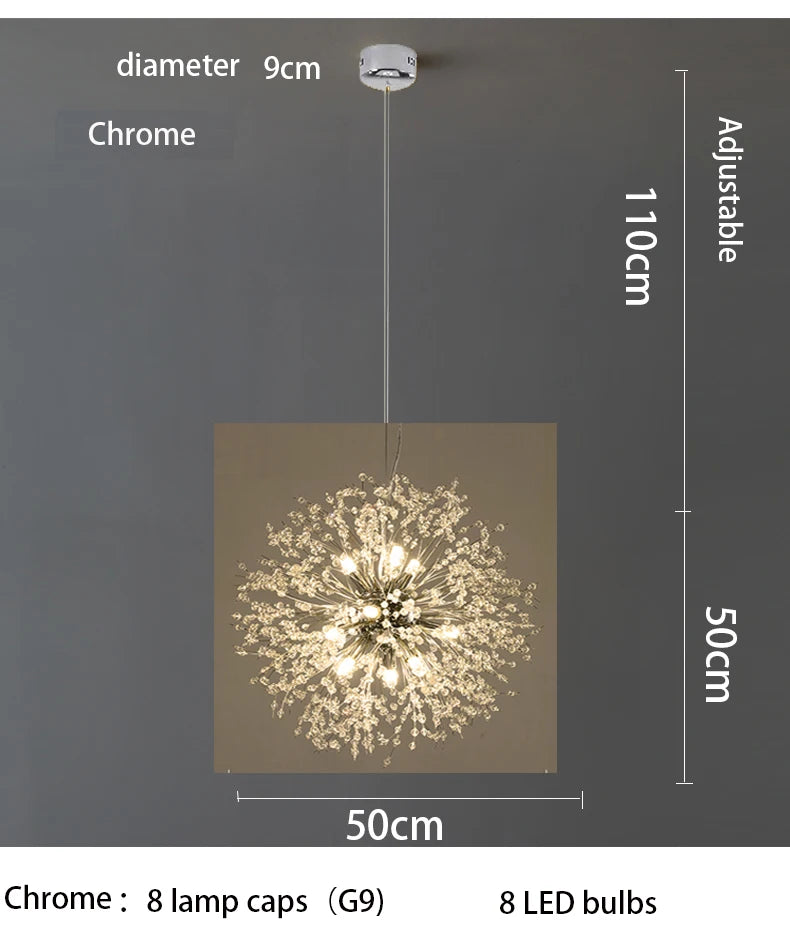 Modern Sky Star Fireball Crystal Pendant LED Lighting Dandelion Restaurant, Living Room Pendant, Bar Art Danish Luminaire