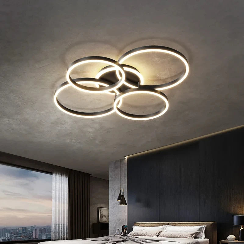 Modern LED Chandelier Lighting Indoor Lighting For Living Study Bedroom Lamps Round Rings Foyer Lustre Chandeliers Luminaire