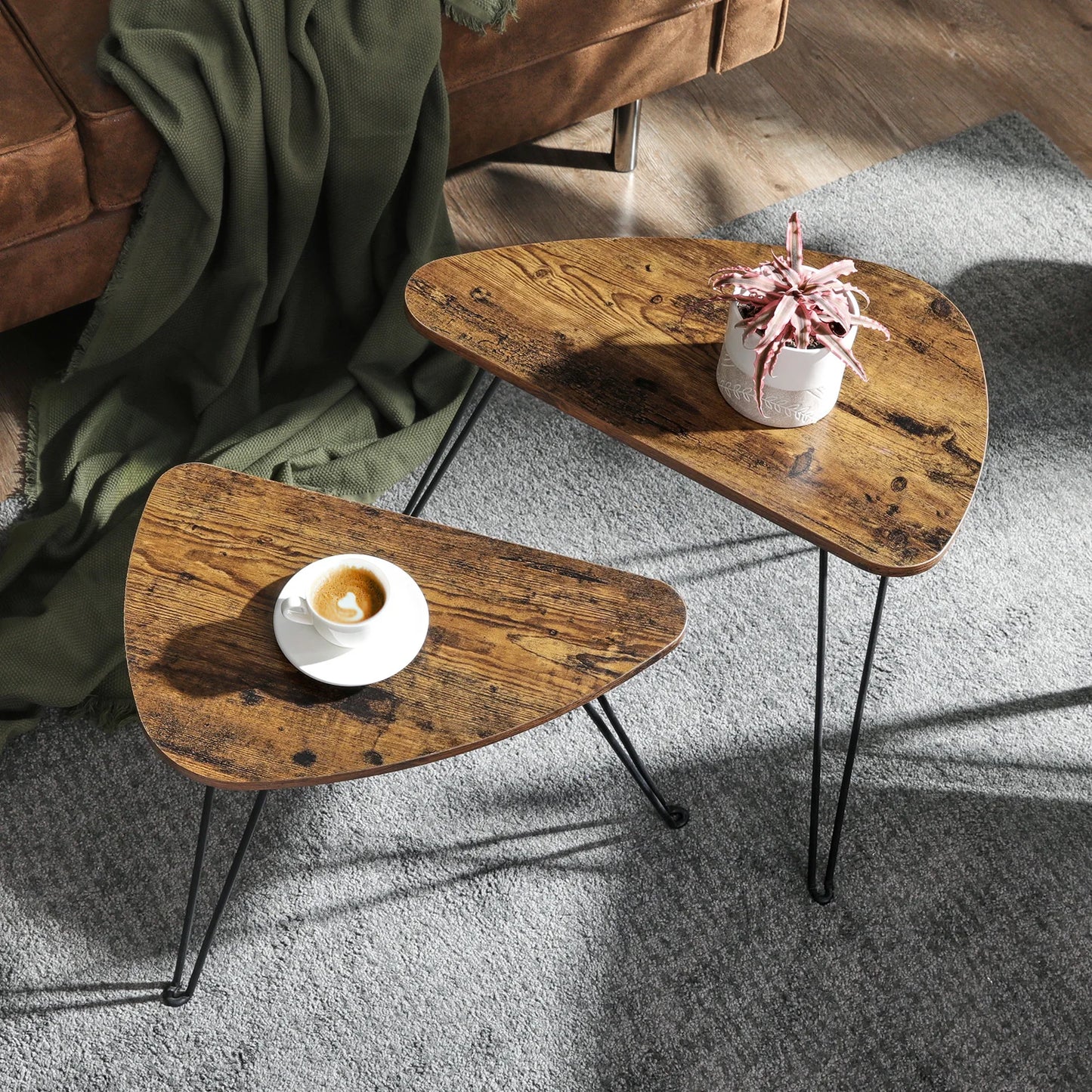 VASAGLE Set of 2 Side Tables, Nest of Tables, Coffee Tables, Living Room, Dining Room, Bedroom