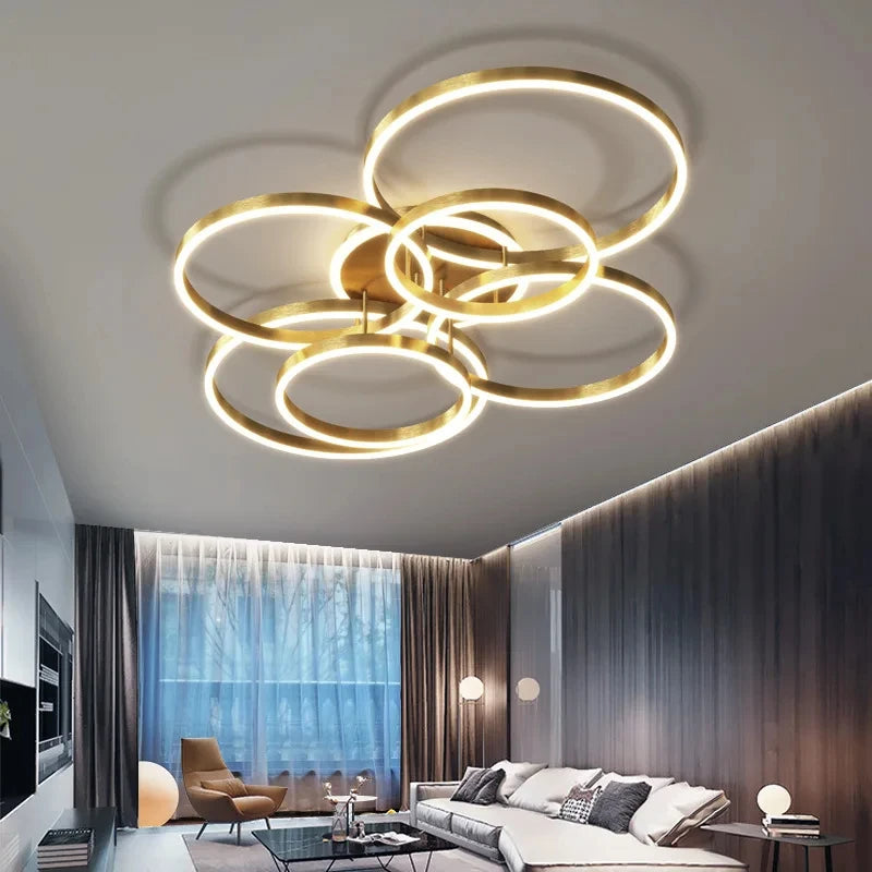 Modern LED Chandelier Lighting Indoor Lighting For Living Study Bedroom Lamps Round Rings Foyer Lustre Chandeliers Luminaire