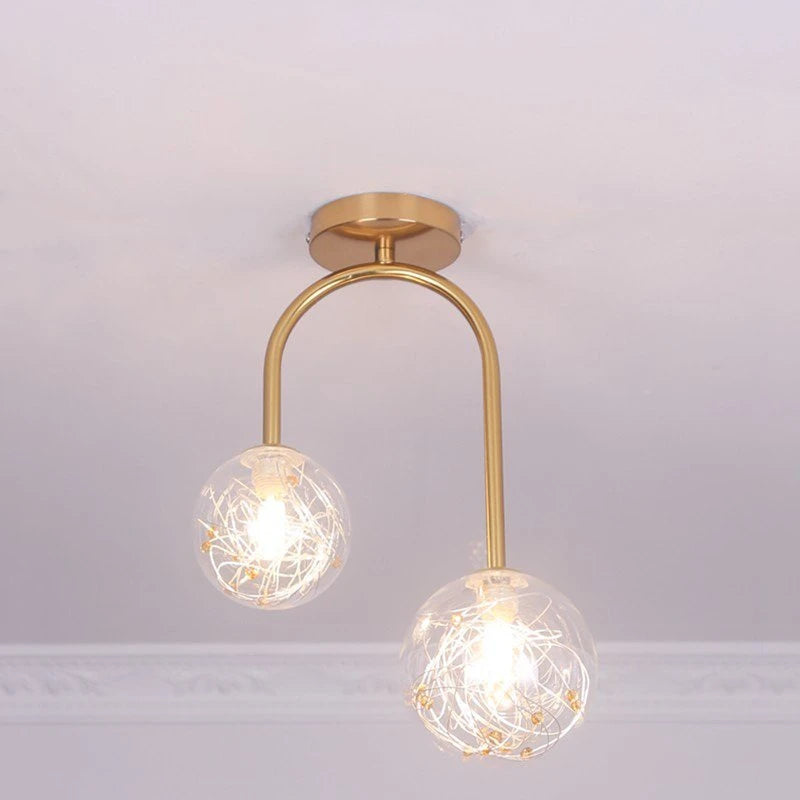 Nordic Glass Ball Ceiling Lights Restaurant Bar Home Decor Hanging Lamp Modern LED Living Room Bedroom Fixtures Indoor Lighting