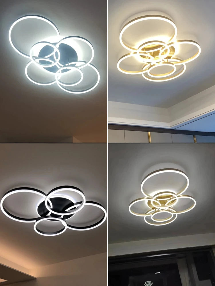 Modern LED Chandelier Lighting Indoor Lighting For Living Study Bedroom Lamps Round Rings Foyer Lustre Chandeliers Luminaire