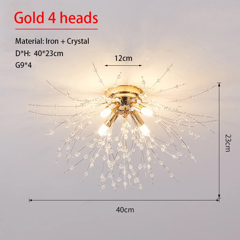 Dandelion Crystal Chandelier Nordic Modern Living room Dining Room Bedroom Ceiling Light Room Light Fireball Decorative Light