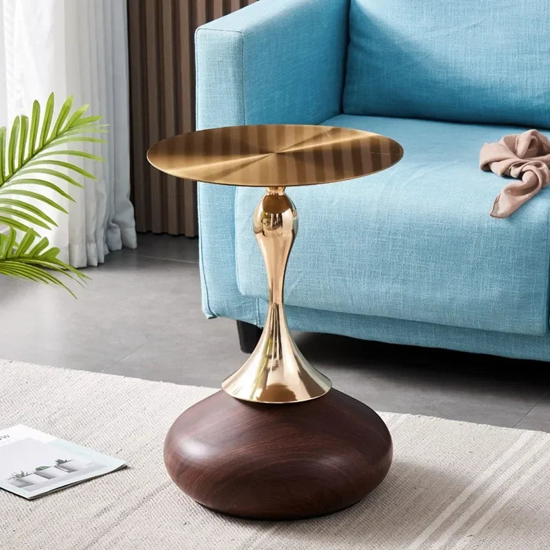 Living Room Home Sofa Round Coffee Table Italian Light Luxury Round Disc Simple Creative Corner Table Bedroom Bedside Tables