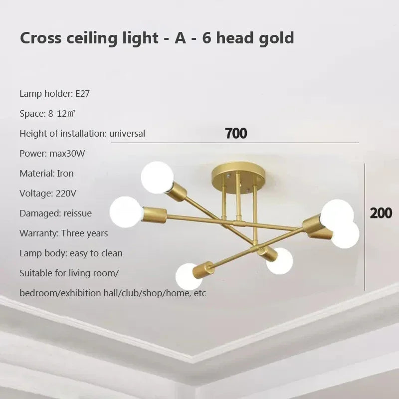 Modern LED Ceiling Light Chandelier for Bedroom Living Dining Room Minimalist Black White Golden Home Decor Lighting Fixture