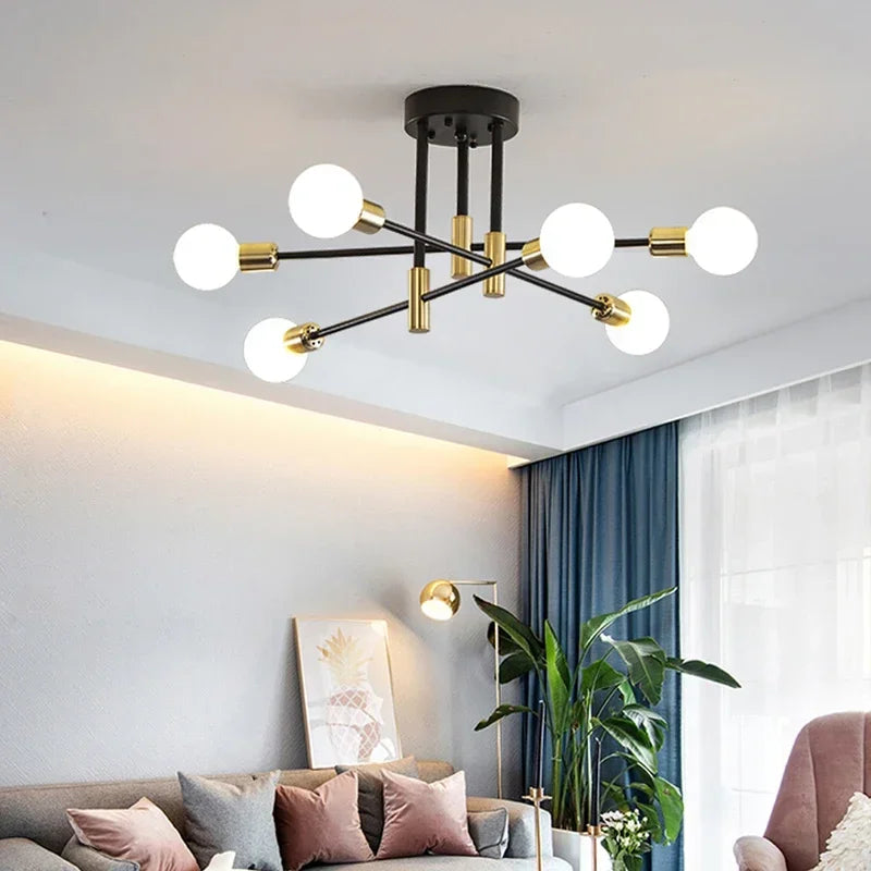 Modern LED Ceiling Light Chandelier for Bedroom Living Dining Room Minimalist Black White Golden Home Decor Lighting Fixture