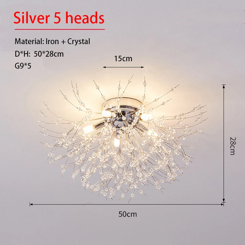 Dandelion Crystal Chandelier Nordic Modern Living room Dining Room Bedroom Ceiling Light Room Light Fireball Decorative Light