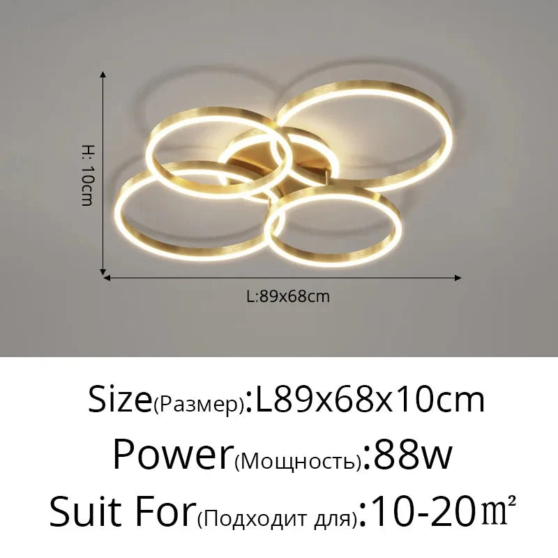 Modern LED Chandelier Lighting Indoor Lighting For Living Study Bedroom Lamps Round Rings Foyer Lustre Chandeliers Luminaire