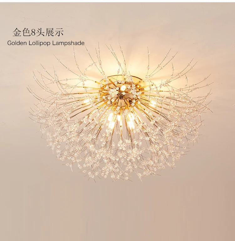 Dandelion Crystal Chandelier Nordic Modern Living room Dining Room Bedroom Ceiling Light Room Light Fireball Decorative Light