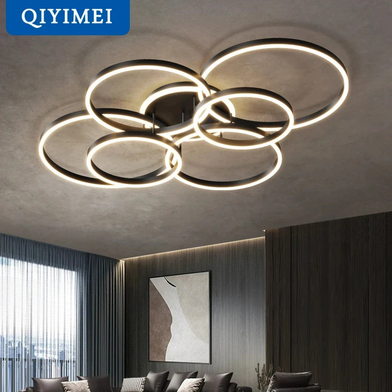 Modern LED Chandelier Lighting Indoor Lighting For Living Study Bedroom Lamps Round Rings Foyer Lustre Chandeliers Luminaire