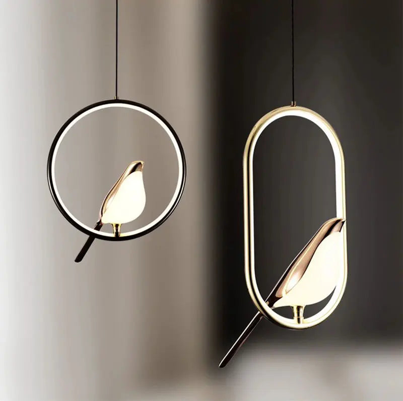 Magpie Bird LED Cord Pendant Lamps AC85-265V Indoor LED Chandelier Lights for Bedside Bedroom Indoor Black Silver Hanging Lights