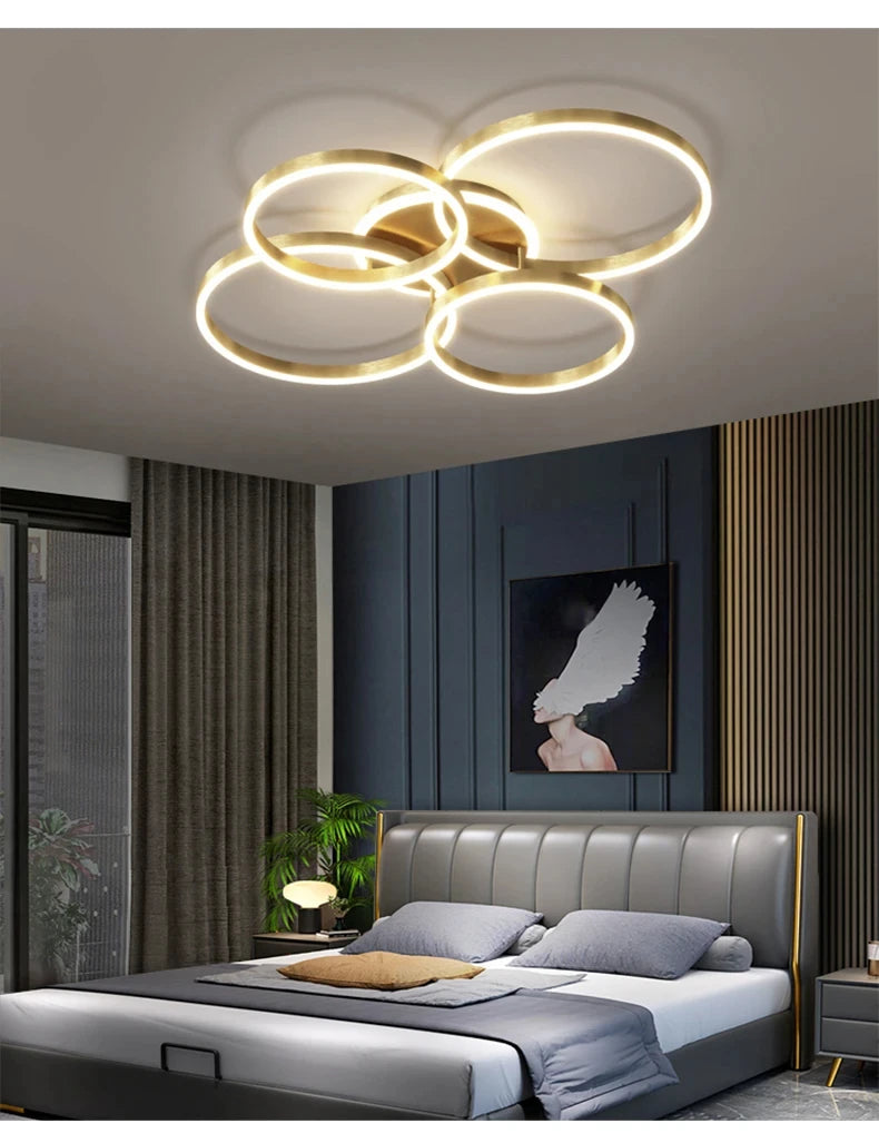 Modern LED Chandelier Lighting Indoor Lighting For Living Study Bedroom Lamps Round Rings Foyer Lustre Chandeliers Luminaire