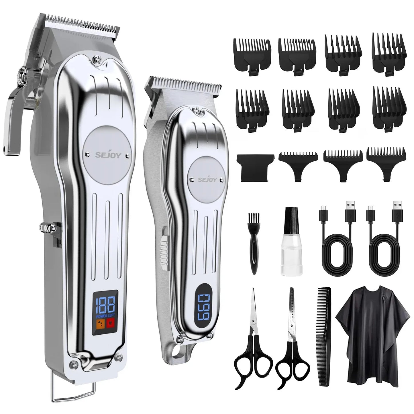 Sejoy Professional Combo Kits Hair Clipper Electric Hair Trimmer Set For Men Rechargeable Cordless Haircut Machine for Barber