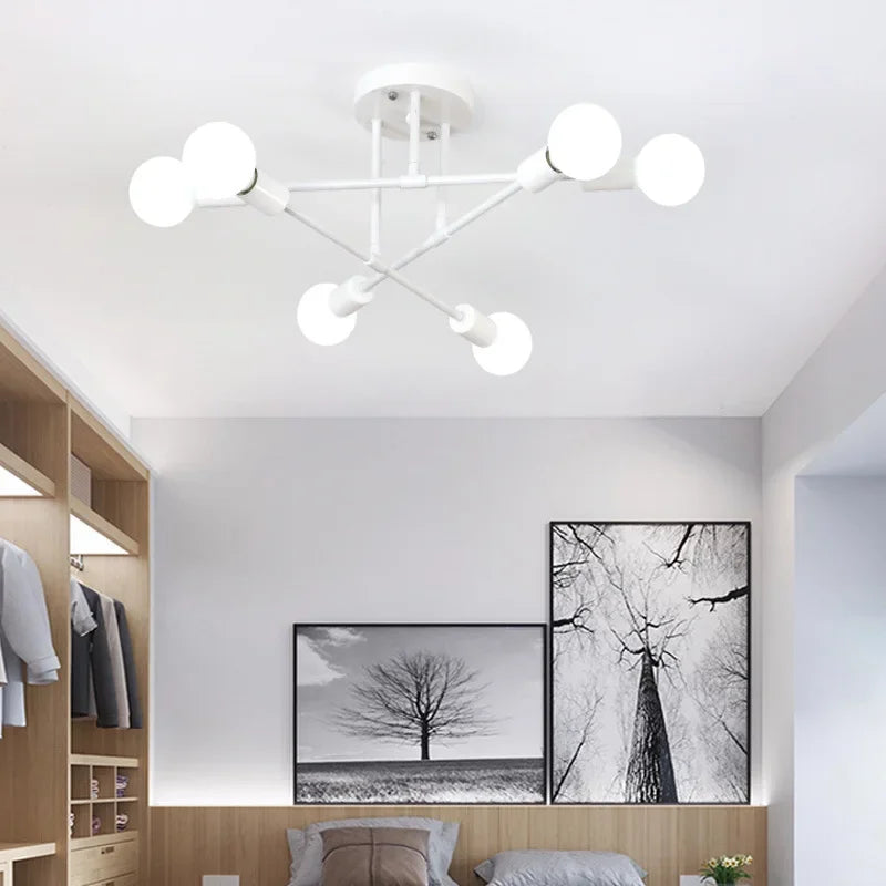 Modern LED Ceiling Light Chandelier for Bedroom Living Dining Room Minimalist Black White Golden Home Decor Lighting Fixture