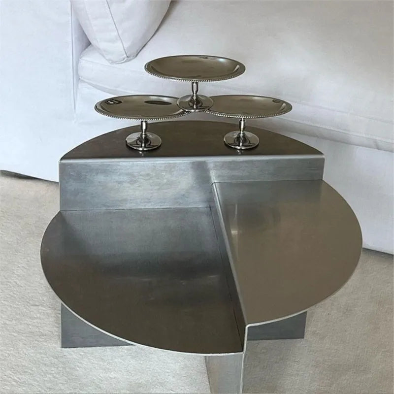 MOMO Stainless Steel Coffee Table Wabi-sabi Style Round Metal Coffee Table Korean Netflix Designer Models Side Table