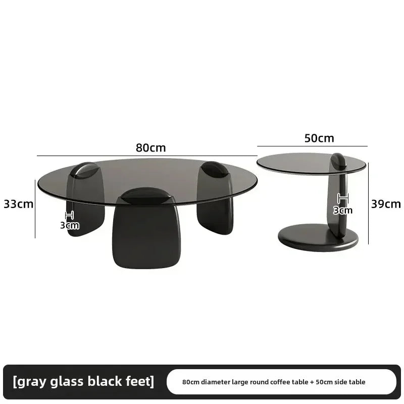 Glass Round Table, Multi-colour Size Set, Tea Table Coffee Table, High Temperature Resistance, Easy To Clean, Office Cafe Home