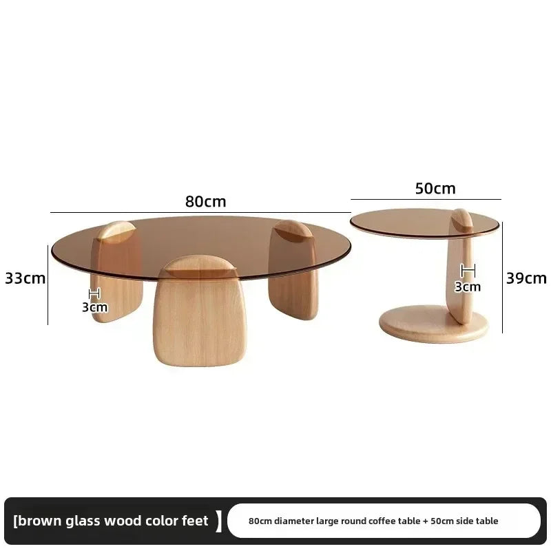 Glass Round Table, Multi-colour Size Set, Tea Table Coffee Table, High Temperature Resistance, Easy To Clean, Office Cafe Home